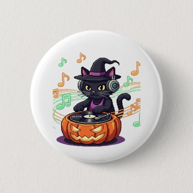 Dj cat halloween Oversized T-Shirt Knapp (Framsida)