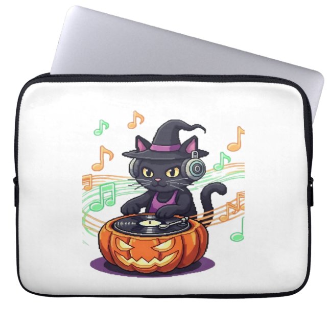 Dj cat halloween Oversized T-Shirt Laptop Fodral (Framsidan)