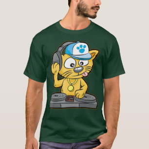 DJ Cat Kattunge repch-bord Scratcher Gift T Shirt