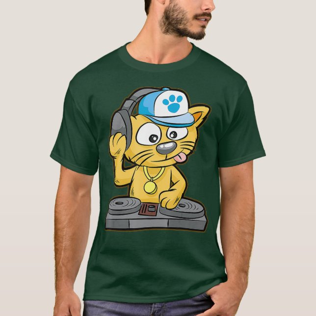 DJ Cat Kattunge repch-bord Scratcher Gift T Shirt (Framsida)