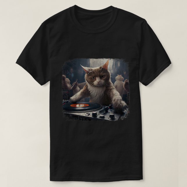 DJ Cat Rave EDM Kitten Kattunge Music Underjord 1 T Shirt (Design framsida)