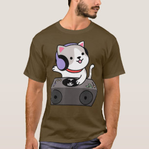 DJ Cat Scratch Turntable Music Kitten Musical T Shirt