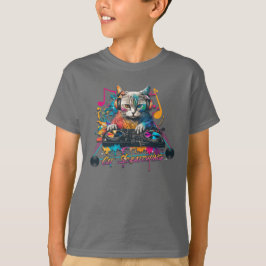 Dj Cat Scratching Record Music Design T Shirt