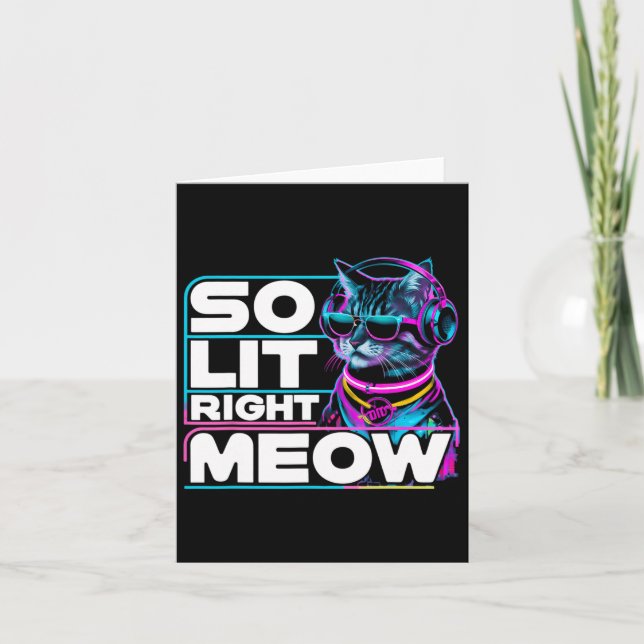 Dj Cat so lit Höger Meow Edm Techno Rave Party Fes Kort (Framsida)