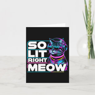 Dj Cat so lit Höger Meow Edm Techno Rave Party Fes Kort