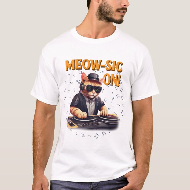 DJ Cat Tee |Cat Spela upp gitar Shirt |Funny Katt (Framsida)