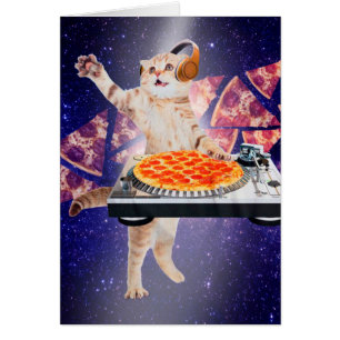 DJ Cat Turntable Mixer Hälsningskort