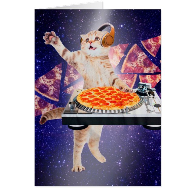 DJ Cat Turntable Mixer Hälsningskort (Framsidan)