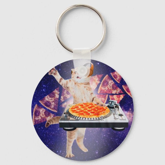 DJ Cat Turntable Mixer Nyckelring (Framsida)