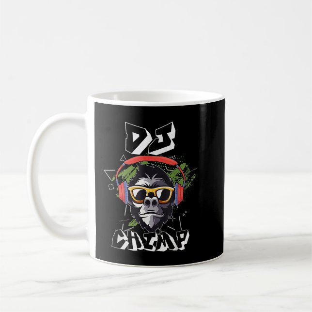 DJ Chimp Headphone Chimpanzee Music Party Kaffemugg (Vänster)