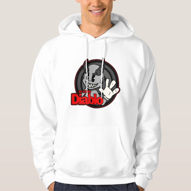 DJ CHRIS DIABLO LOGO 4 VIT HOODIE (Framsida)