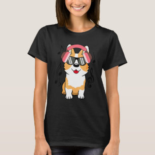 Dj Corgi Hundmusik Med Hörlurar T Shirt