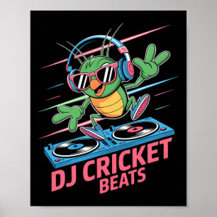 Dj Cricket Beats Groovy Musik Nöje Poster