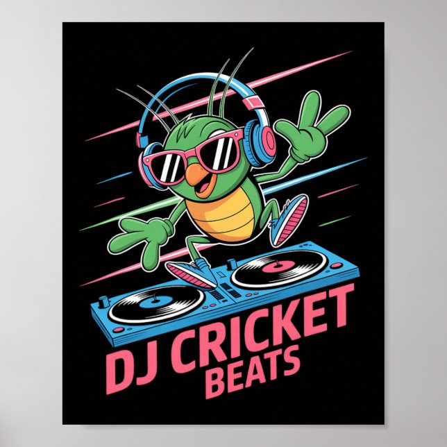 Dj Cricket Beats Groovy Musik Nöje  Poster (Framsidan)