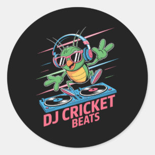 Dj Cricket Beats Groovy Musik Nöje Runt Klistermärke