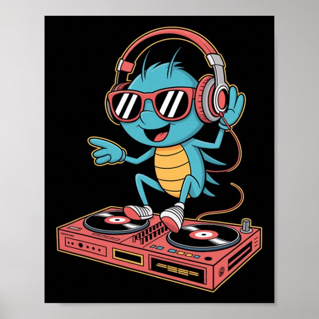 Dj Cricket Snurra Musikfeststämning  Poster (Framsidan)