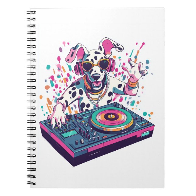 DJ Dalmatian � EDM Rave-fest Hund Anteckningsbok (Framsidan)