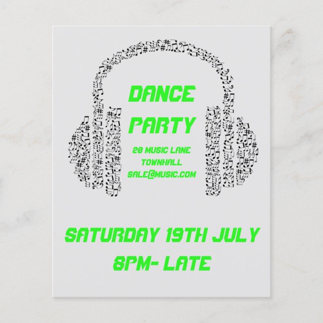 DJ Dance Party Acid neon Nightclub disco Flygblad (Framsidan)