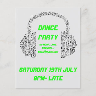 DJ Dance Party Acid neon Nightclub disco Flygblad