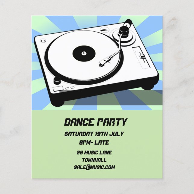 DJ Dance Party NightClub disco Flygblad (Framsidan)