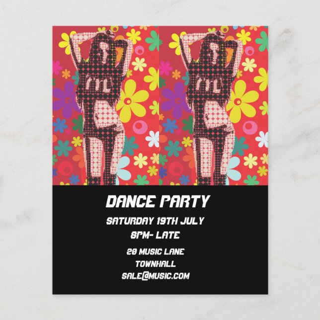 DJ Dance Party NightClub disco retro Flygblad (Framsidan)