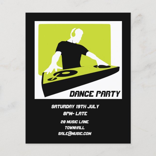 DJ Dance Party Retro NightClub disco Flygblad (Framsidan)