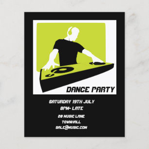 DJ Dance Party Retro NightClub disco Flygblad