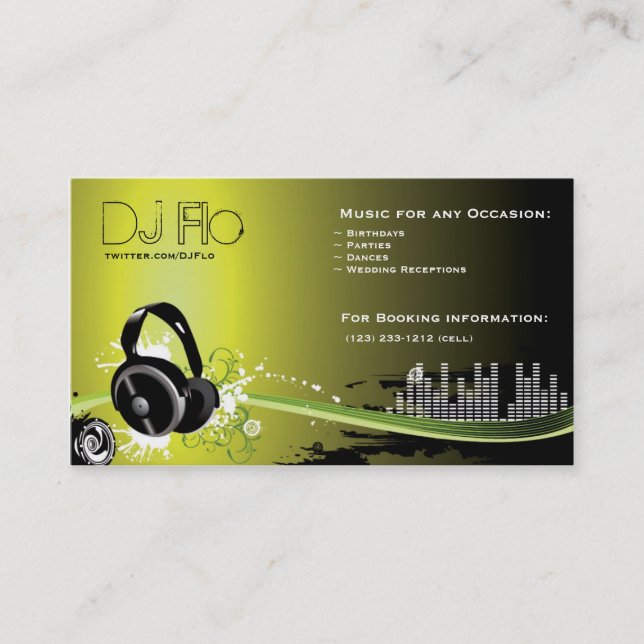 DJ - Deejay Music Coordination Visitkort (Framsida)
