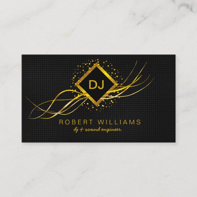 DJ Deejay Professionell Guld Falsk Musiklärare Visitkort (Framsida)