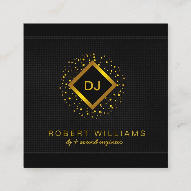 DJ Deejay Professionell Guld Faux Music Teacher Fyrkantigt Visitkort (Framsida)