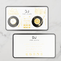 DJ Deejay Skivspelare Skiva Vit & Metallisk Guld