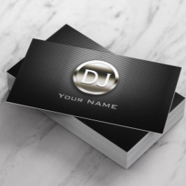 DJ Deejay Steel Monogram Modern Metall Visitkort