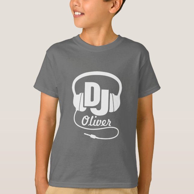 DJ din kända vit på blått lurar t-skjortan T-shirt (Framsida)