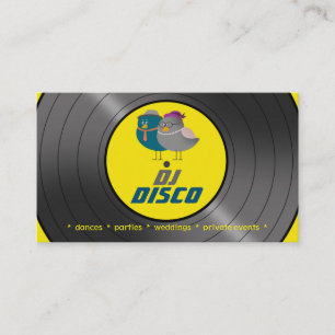 DJ Disco Musik Retro Vinylskiva Fågelpar Chic Visitkort