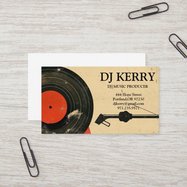 DJ Disk Jockey Electronic Visitkort (Fram/Back In Situ)