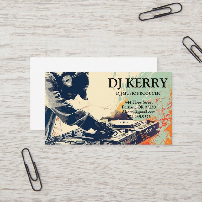 DJ Disk Jockey Electronic Visitkort (Fram/Back In Situ)