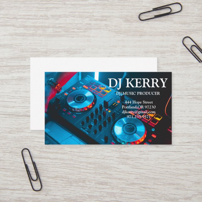 DJ Disk Jockey Electronic Visitkort (Fram/Back In Situ)