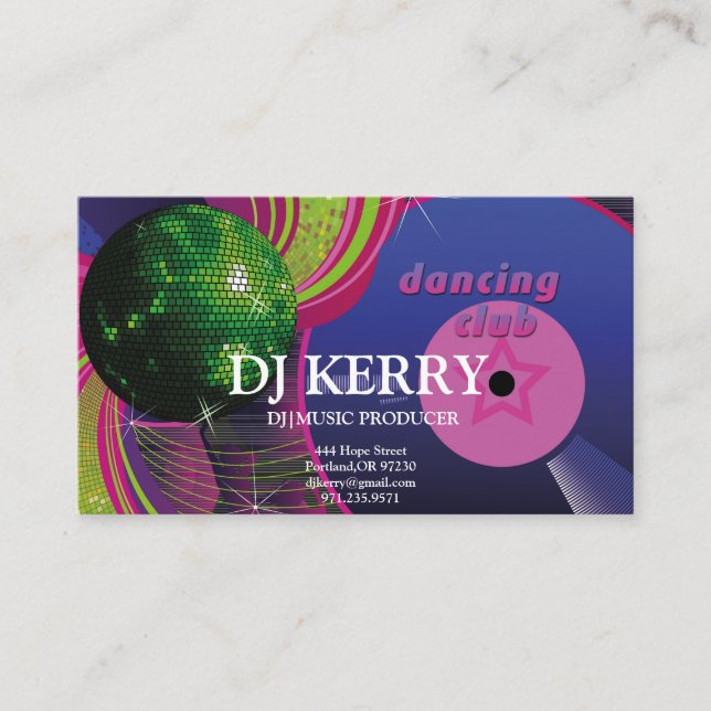DJ Disk Jockey Elektronisk Visitkort (Framsida)