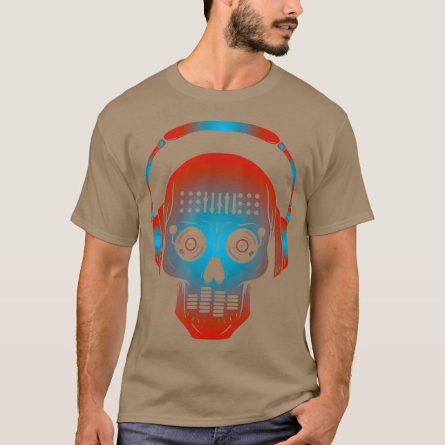 DJ Disk Jockey Skull-design för flyttbara blandnin T Shirt (Framsida)