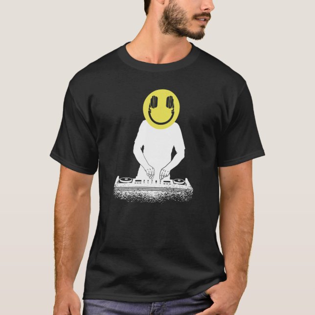 DJ Disk Jockey Smile 1 T Shirt (Framsida)