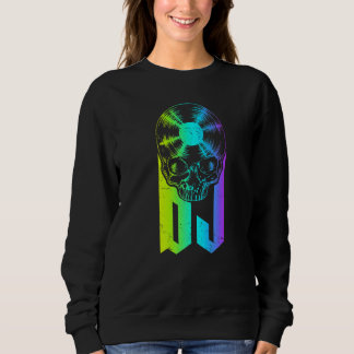 Dj Disk Jockey Vinyl Record Music Gothic Skull LP T Shirt