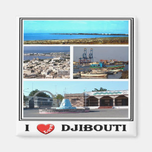DJ - Djibouti - I Kärlek - Collage Mosaic Magnet