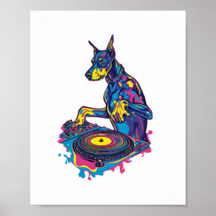 DJ Doberman � Klubb Vibe Party Dog Poster