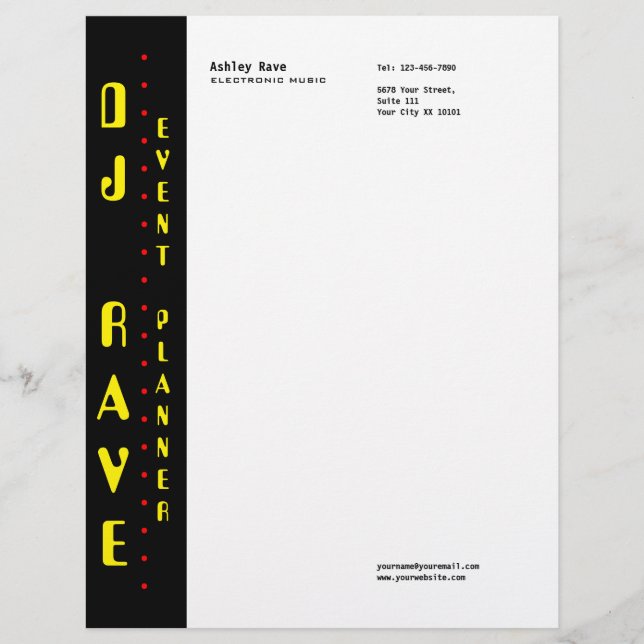 DJ Event Planner Letterhead Brevhuvud (Framsida)