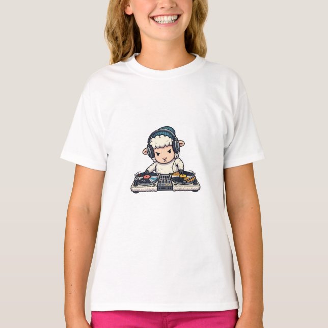 DJ Får Spinnande Skivspelare Barn T Shirt (Framsida)