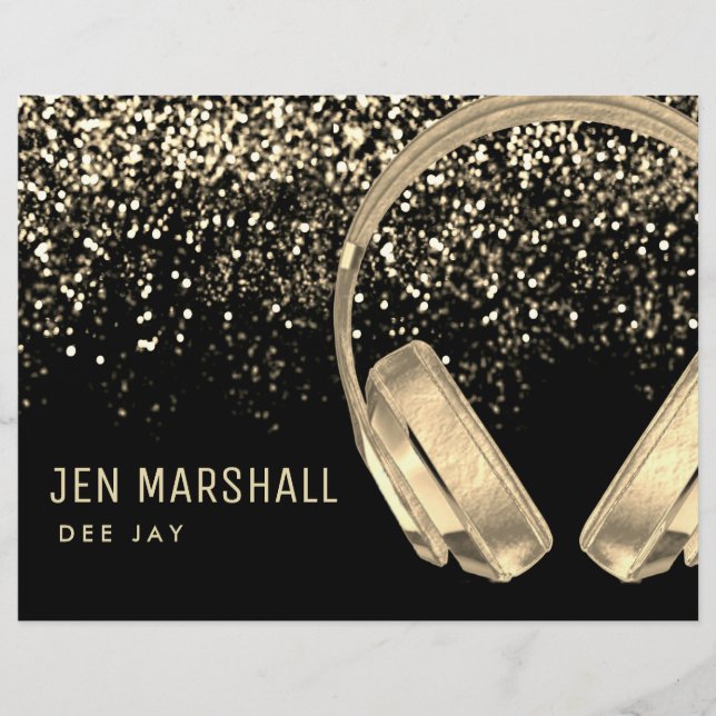 DJ faux guld foil, effekt på musik Reklamblad (Framsidan)