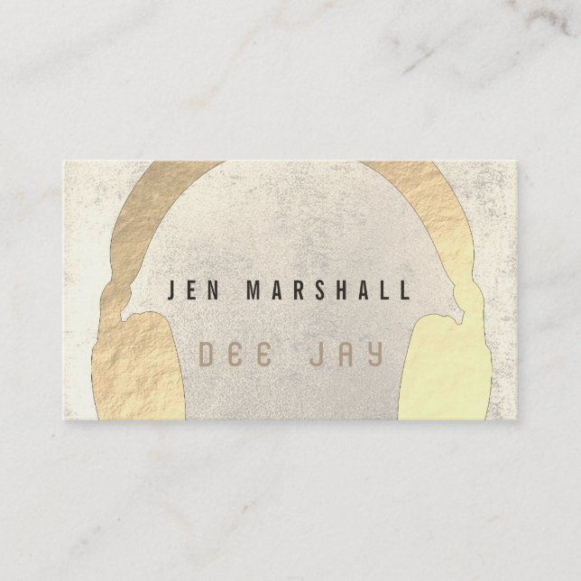 DJ faux guld-hörlurar Visitkort (Framsida)