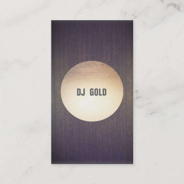 DJ Faux Guld Löv Circle Wood Music Visitkort (Framsida)