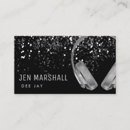 DJ faux silver foil-musikhörlurar Visitkort