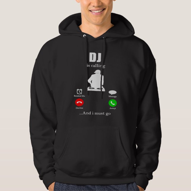 DJ  for Disc Jockey Synthesizer Electro Club Beats Hoodie (Framsida)